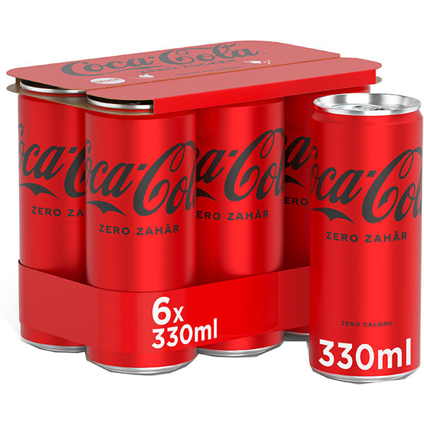 Bax Băutură carbogazoasă Coca Cola Zero, 6x330 ml